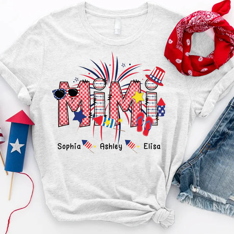 Patriotic Doodle 4th Of July Mimi And Grandkid CTH01 T-Shirt-13