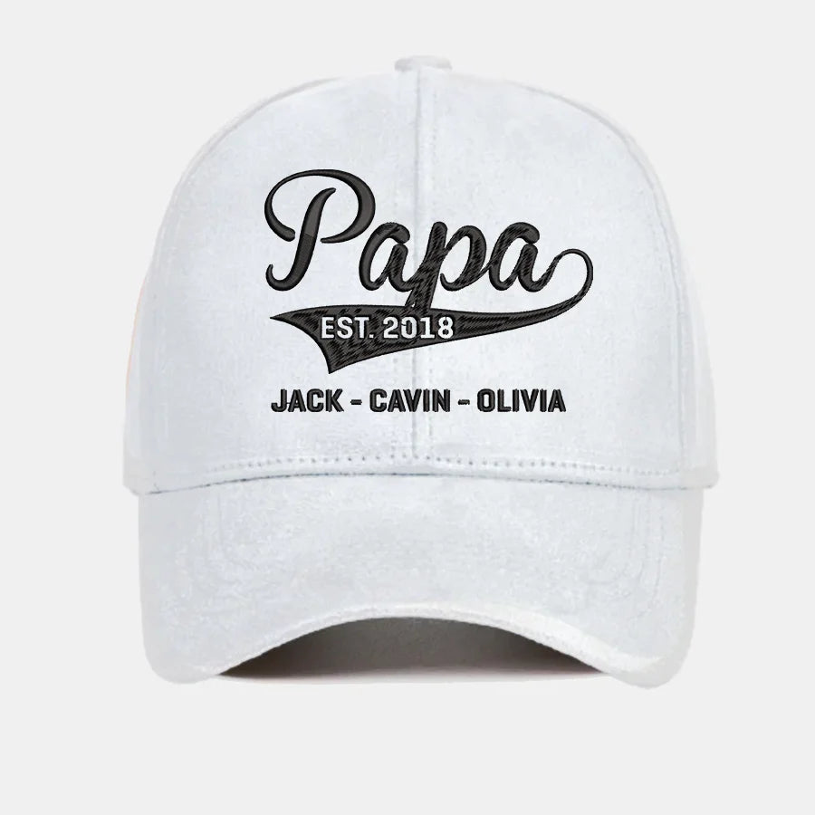 Personalized grandpa est with grandkids Cap Suede-1