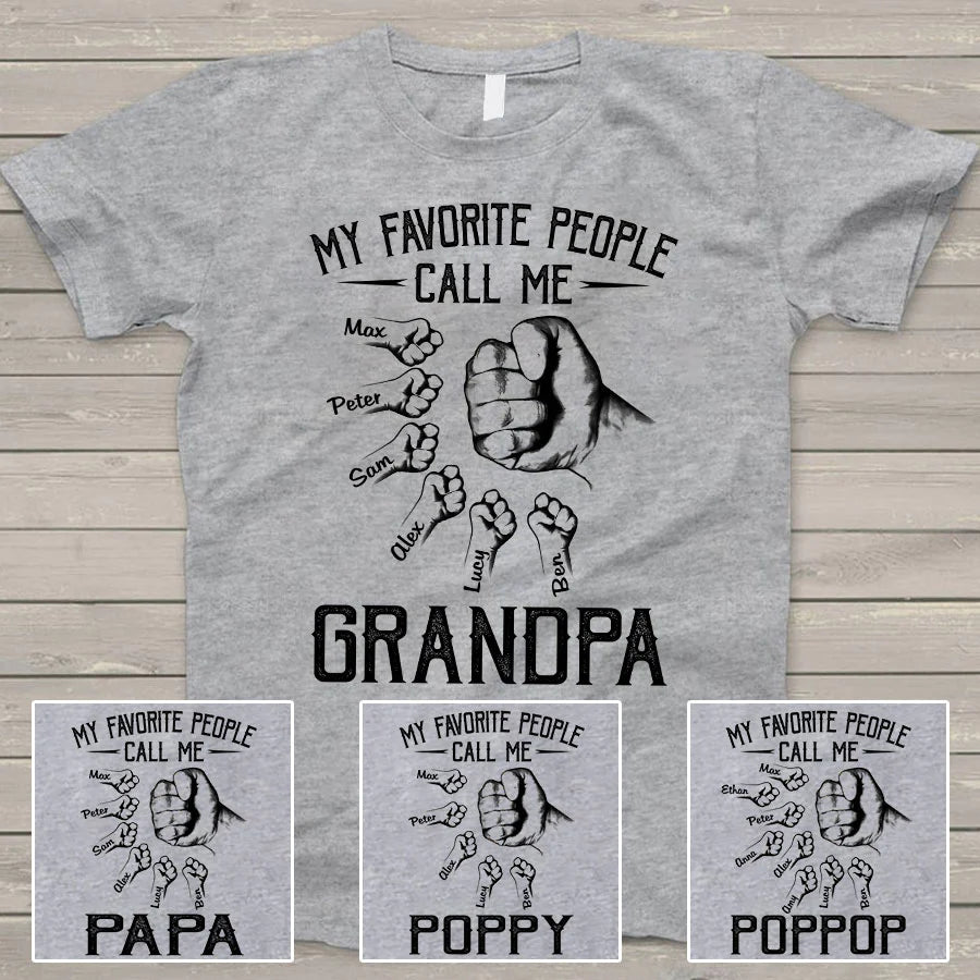 My Favorite People Call Me Grandpa Grandkids Hand T-Shirt-10