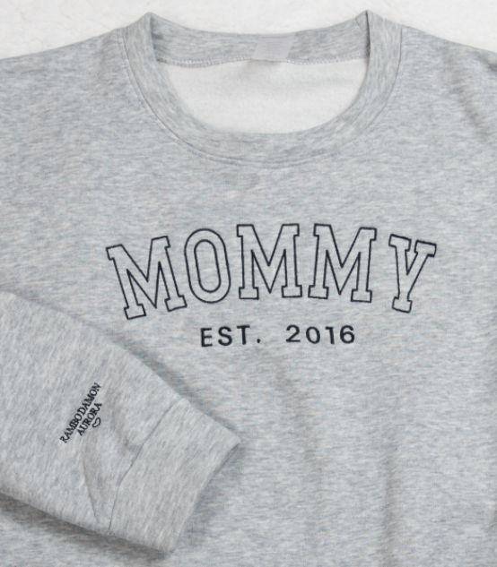 Godmerch Mama, Mom, Custom Names Embroidered Sweatshirt-2